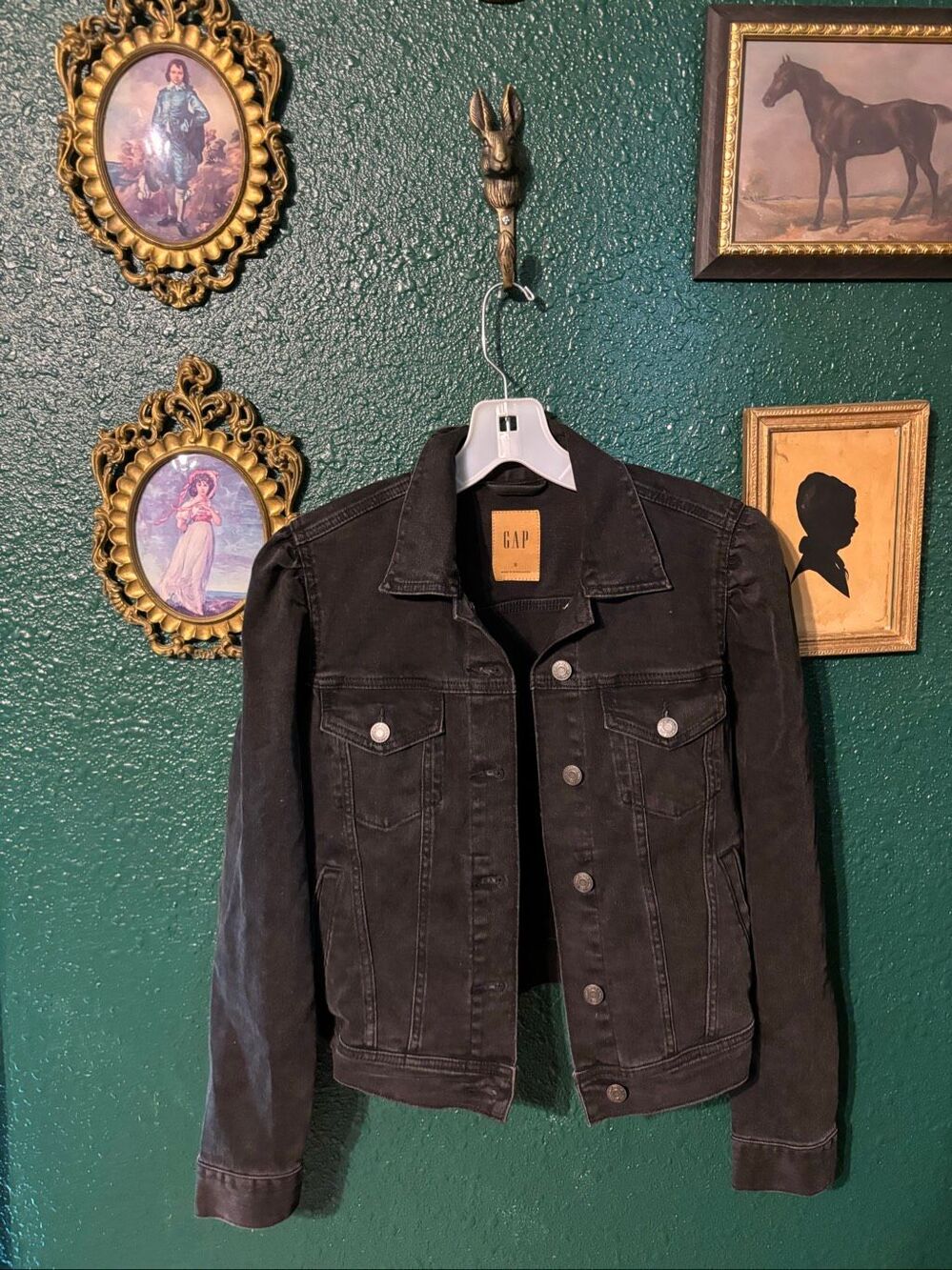 GAP WASHED BLACK CROPPED DENIM JACKET NWT SZ SMALL